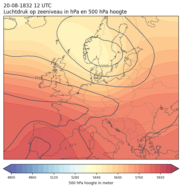 Weerkaart van 20 augustus 1832 om 12 UTC