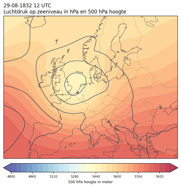 Weerkaart van 29 augustus 1832 om 12 UTC