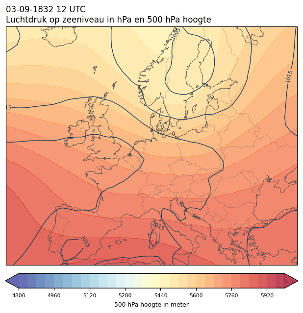 Weerkaart van 3 september 1832 om 12 UTC