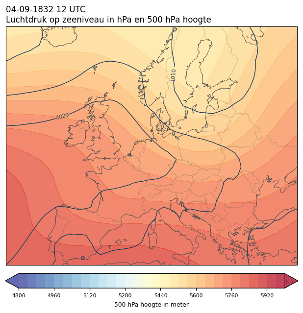 Weerkaart van 4 september 1832 om 12 UTC