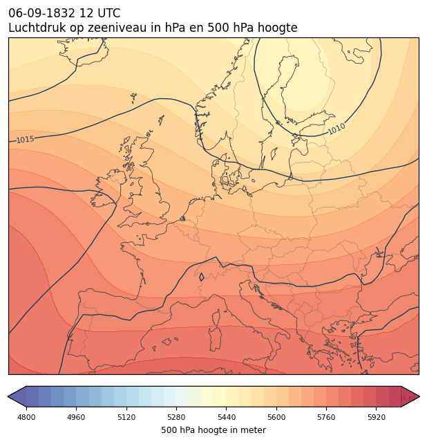 Weerkaart van 6 september 1832 om 12 UTC