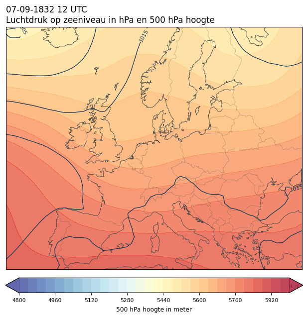 Weerkaart van 7 september 1832 om 12 UTC