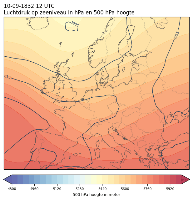 Weerkaart van 10 september 1832 om 12 UTC