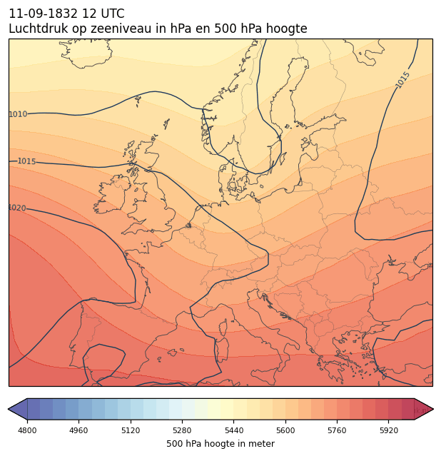 Weerkaart van 11 september 1832 om 12 UTC
