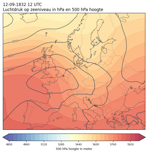 Weerkaart van 12 september 1832 om 12 UTC