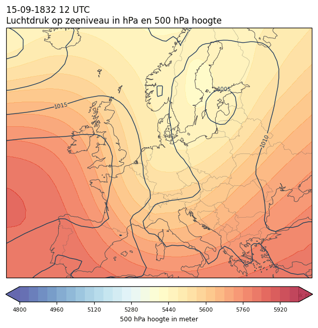 Weerkaart van 15 september 1832 om 12 UTC