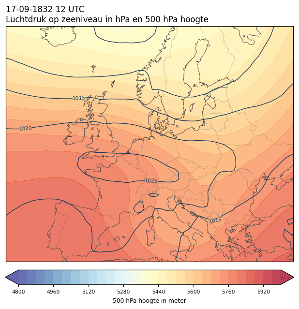 Weerkaart van 17 september 1832 om 12 UTC