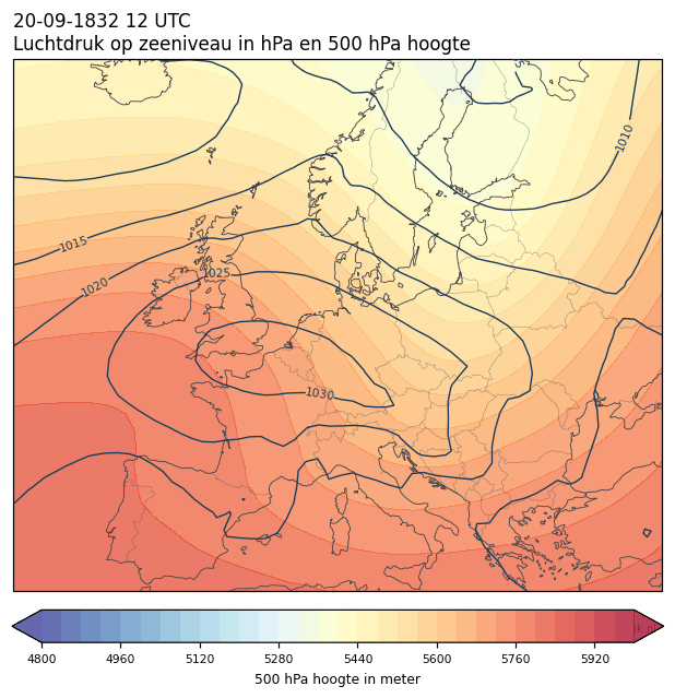 Weerkaart van 20 september 1832 om 12 UTC