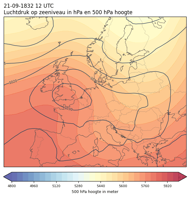 Weerkaart van 21 september 1832 om 12 UTC