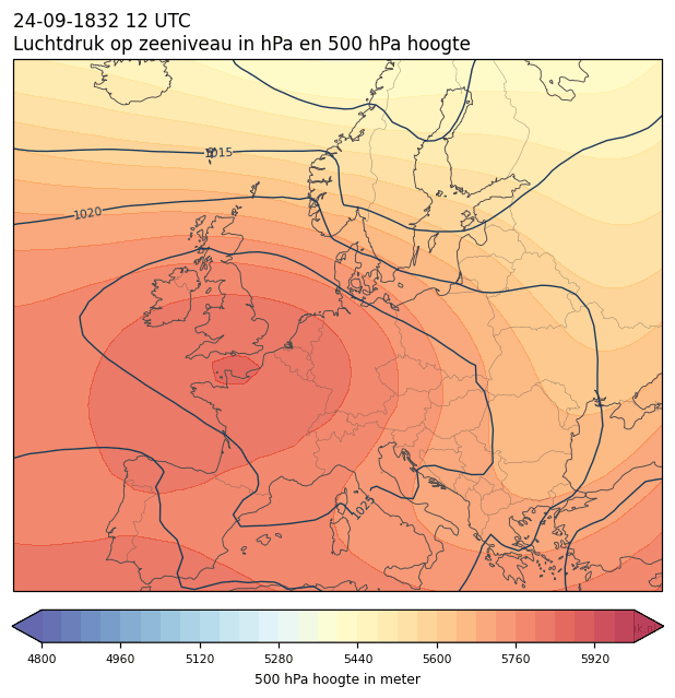 Weerkaart van 24 september 1832 om 12 UTC