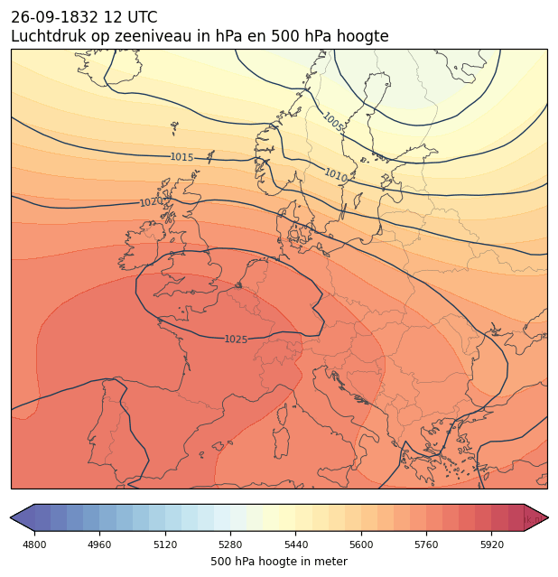 Weerkaart van 26 september 1832 om 12 UTC