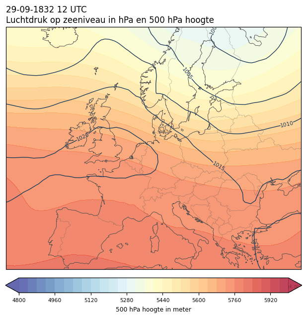 Weerkaart van 29 september 1832 om 12 UTC