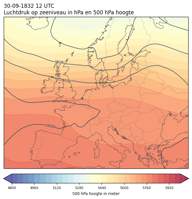 Weerkaart van 30 september 1832 om 12 UTC