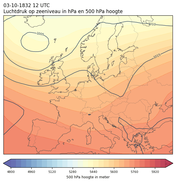 Weerkaart van 3 oktober 1832 om 12 UTC