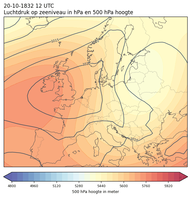 Weerkaart van 20 oktober 1832 om 12 UTC
