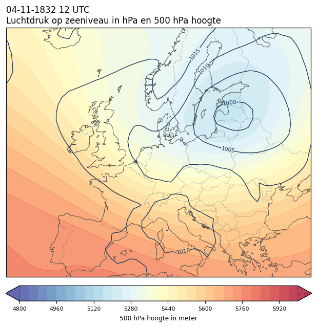 Weerkaart van 4 november 1832 om 12 UTC