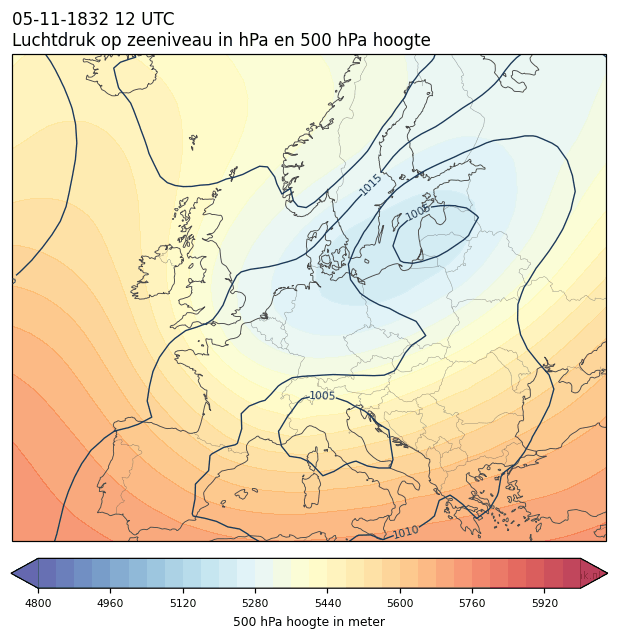 Weerkaart van 5 november 1832 om 12 UTC