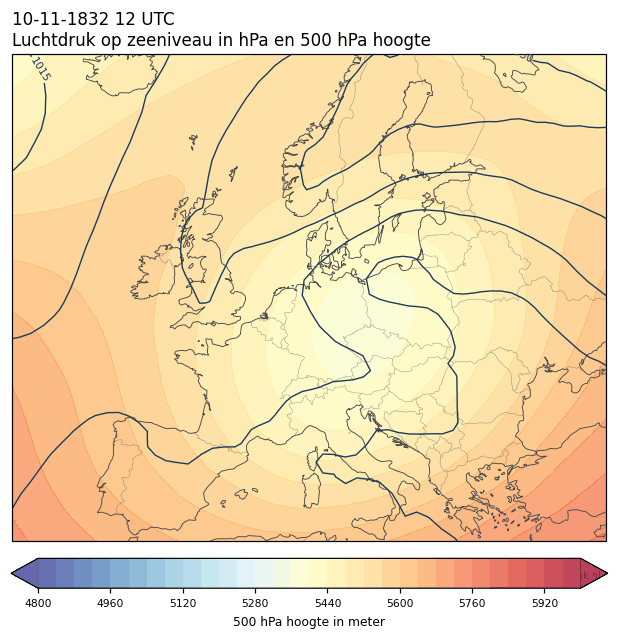 Weerkaart van 10 november 1832 om 12 UTC