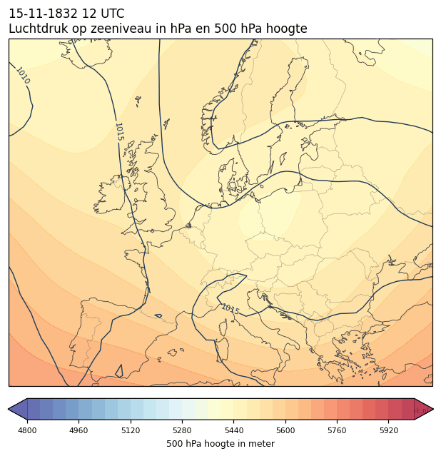 Weerkaart van 15 november 1832 om 12 UTC