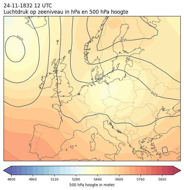 Weerkaart van 24 november 1832 om 12 UTC