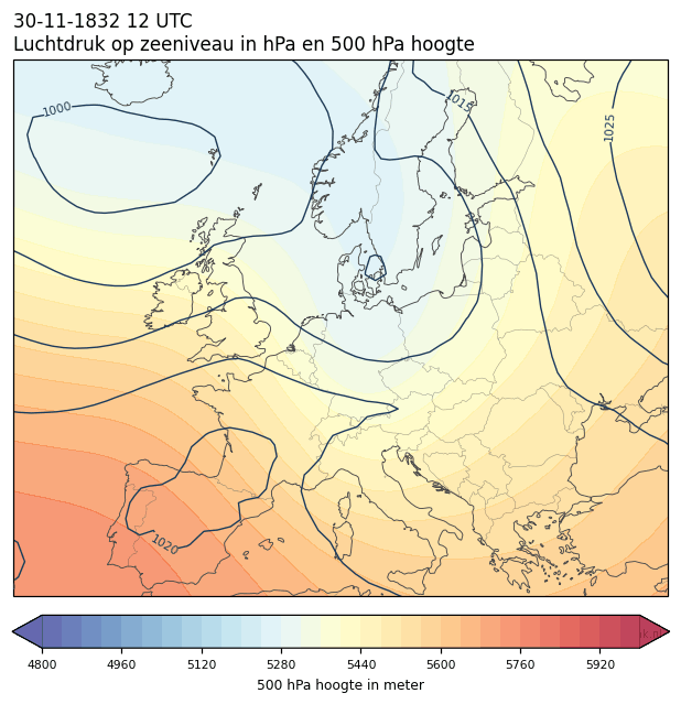 Weerkaart van 30 november 1832 om 12 UTC
