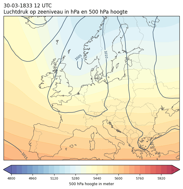 Weerkaart van 30 maart 1833 om 12 UTC