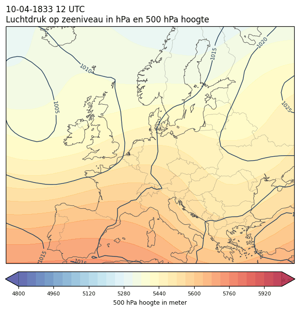 Weerkaart van 10 april 1833 om 12 UTC