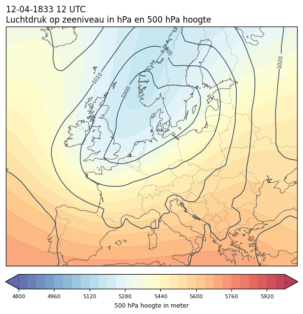 Weerkaart van 12 april 1833 om 12 UTC