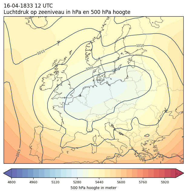 Weerkaart van 16 april 1833 om 12 UTC