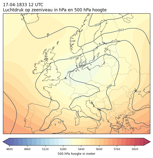 Weerkaart van 17 april 1833 om 12 UTC