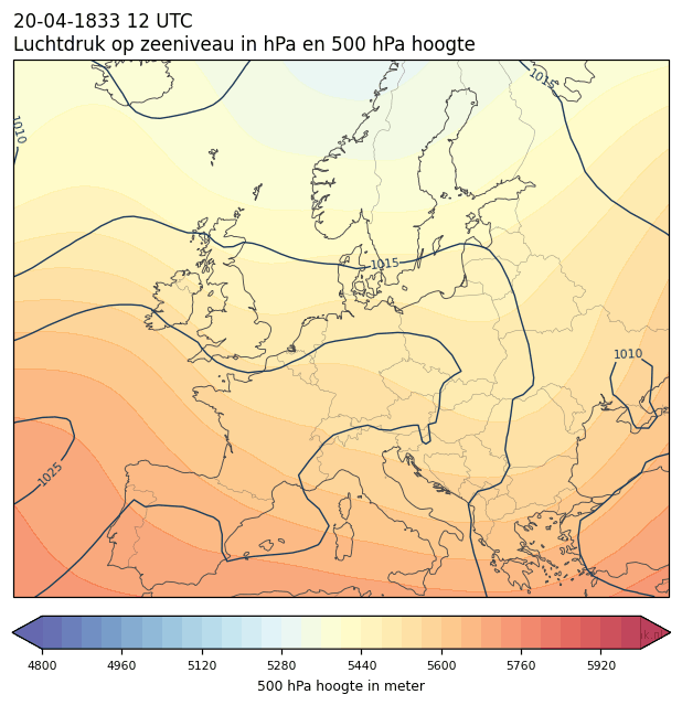 Weerkaart van 20 april 1833 om 12 UTC