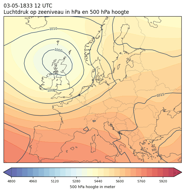 Weerkaart van 3 mei 1833 om 12 UTC