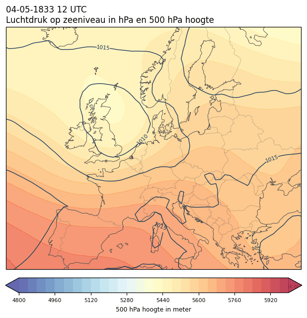 Weerkaart van 4 mei 1833 om 12 UTC
