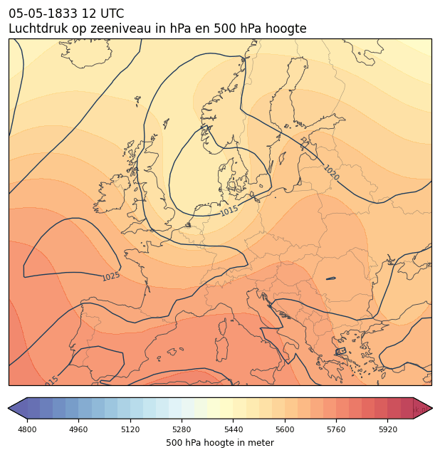 Weerkaart van 5 mei 1833 om 12 UTC