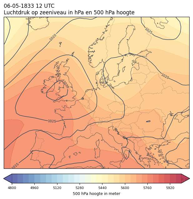 Weerkaart van 6 mei 1833 om 12 UTC