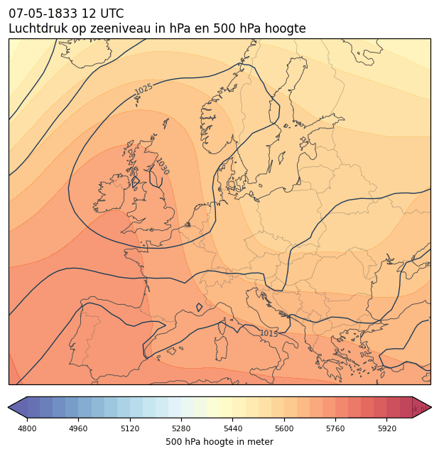 Weerkaart van 7 mei 1833 om 12 UTC