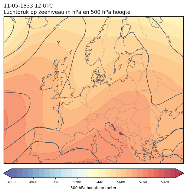 Weerkaart van 11 mei 1833 om 12 UTC