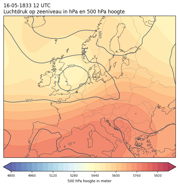 Weerkaart van 16 mei 1833 om 12 UTC