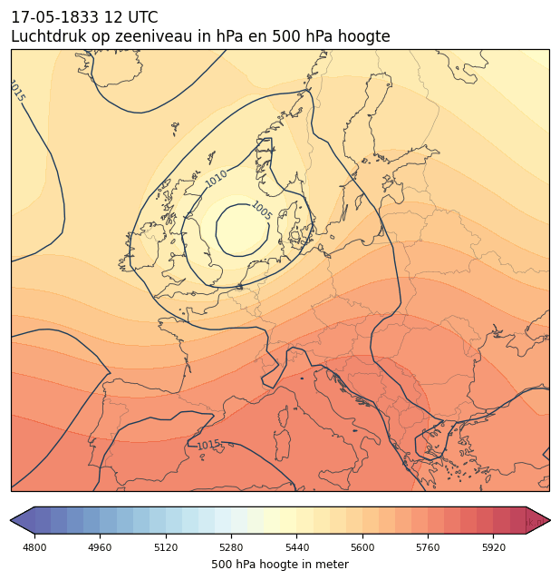 Weerkaart van 17 mei 1833 om 12 UTC