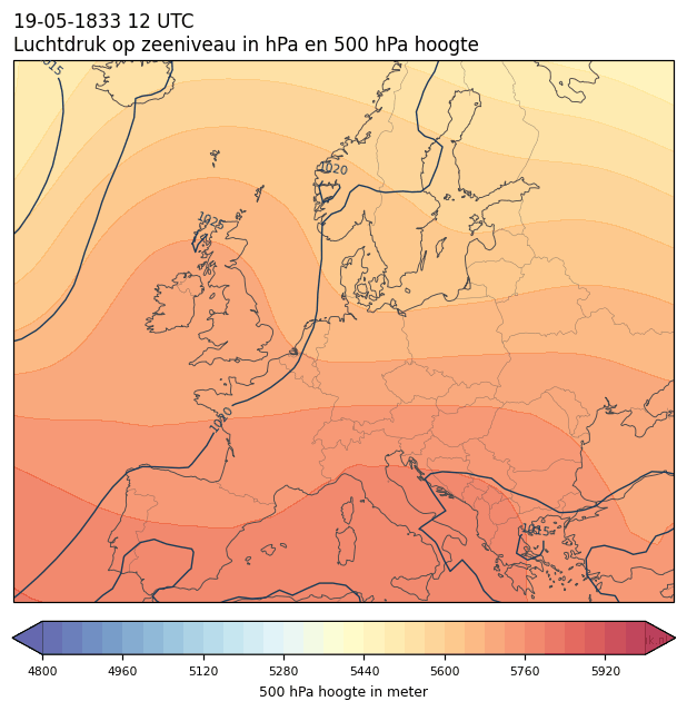 Weerkaart van 19 mei 1833 om 12 UTC