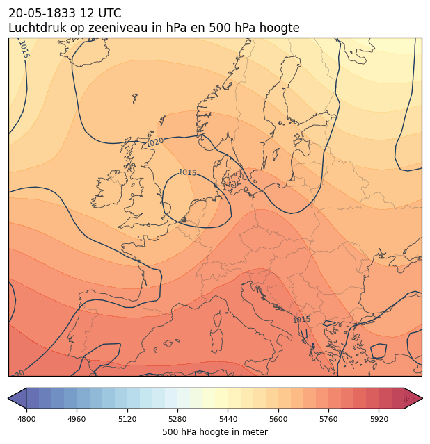 Weerkaart van 20 mei 1833 om 12 UTC
