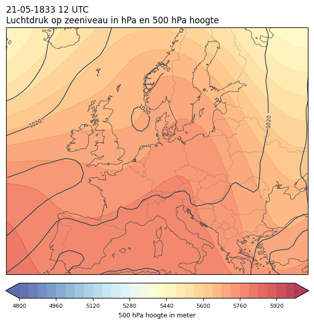 Weerkaart van 21 mei 1833 om 12 UTC