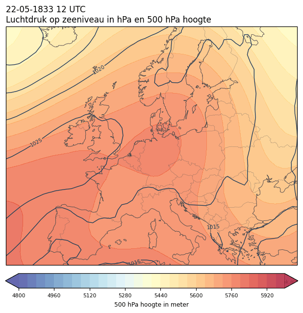 Weerkaart van 22 mei 1833 om 12 UTC