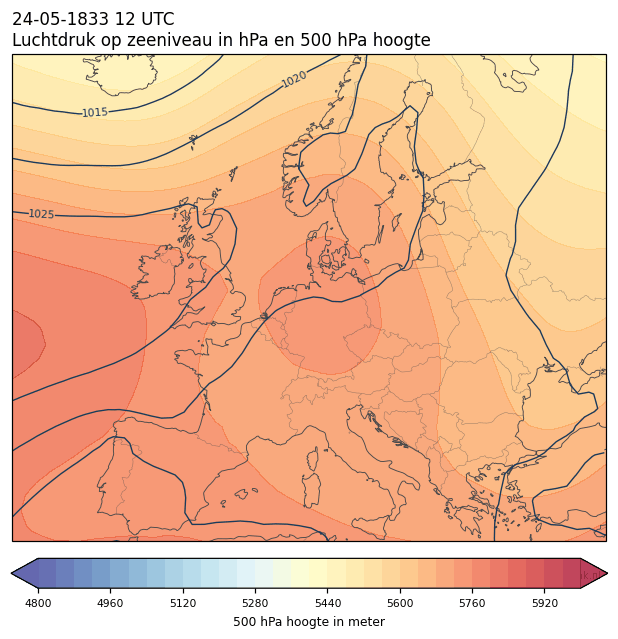 Weerkaart van 24 mei 1833 om 12 UTC