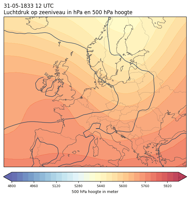 Weerkaart van 31 mei 1833 om 12 UTC