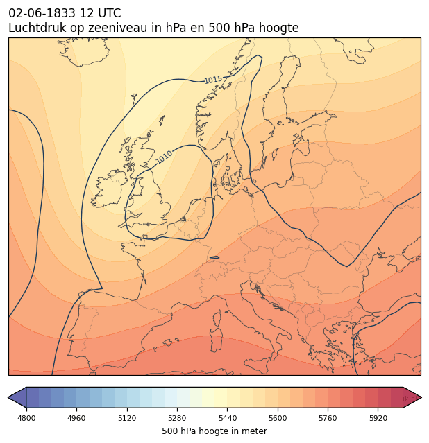 Weerkaart van 2 juni 1833 om 12 UTC