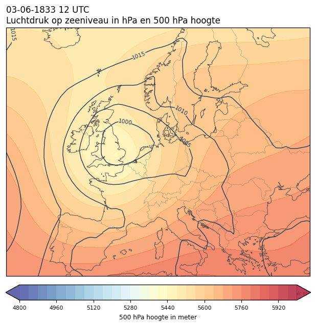 Weerkaart van 3 juni 1833 om 12 UTC