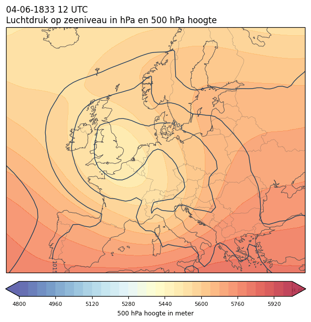 Weerkaart van 4 juni 1833 om 12 UTC
