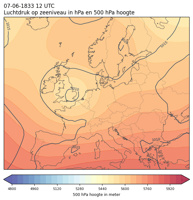 Weerkaart van 7 juni 1833 om 12 UTC