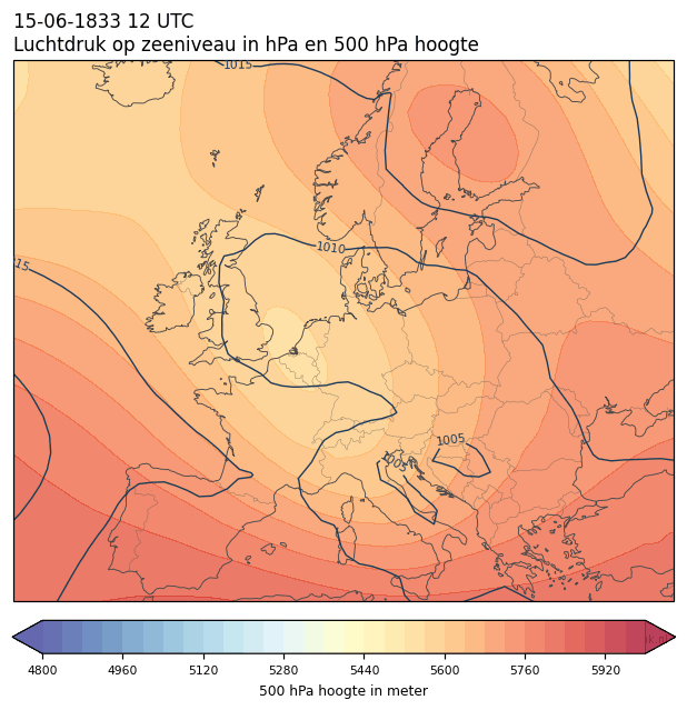 Weerkaart van 15 juni 1833 om 12 UTC